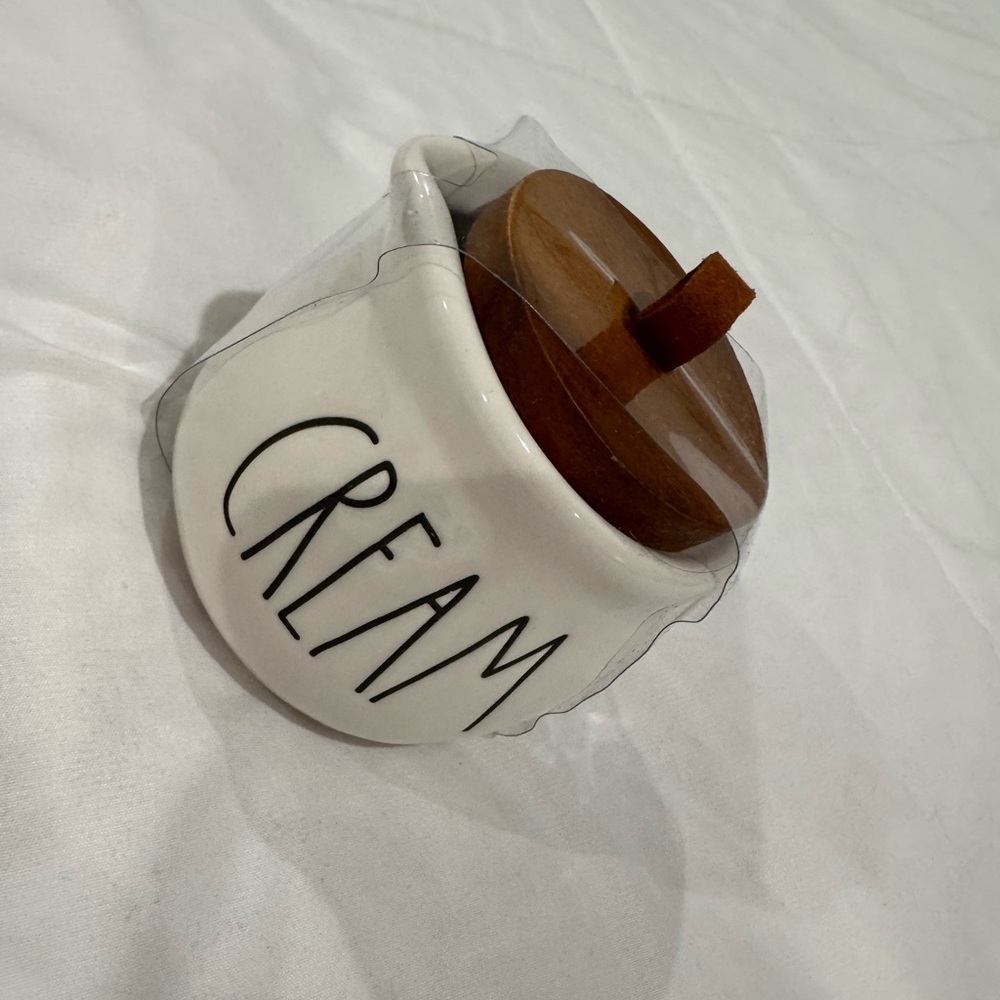 Rae Dunn Cream Jar with Wooden Lid